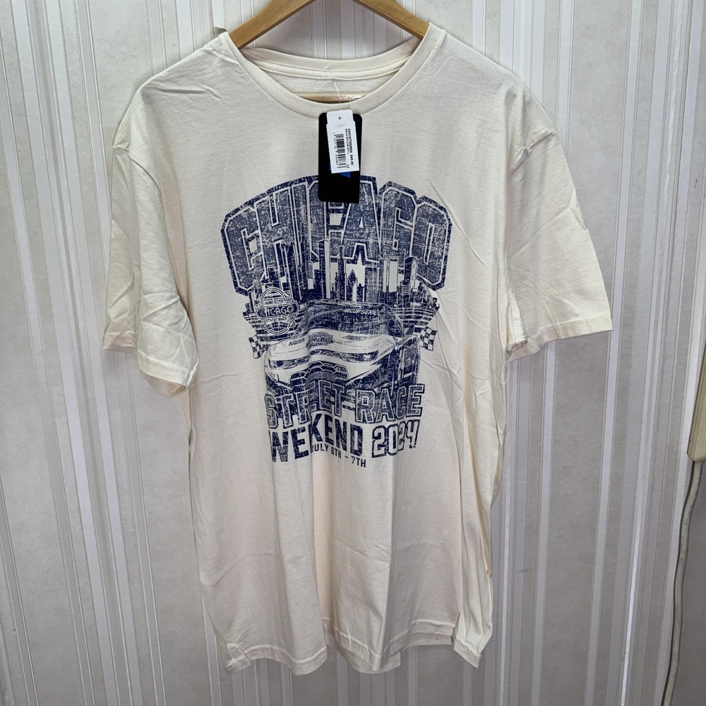 NASCAR Chicago Street Race Shirt Mens L White Weekend 2024 Graphic Tee July 6-7‎